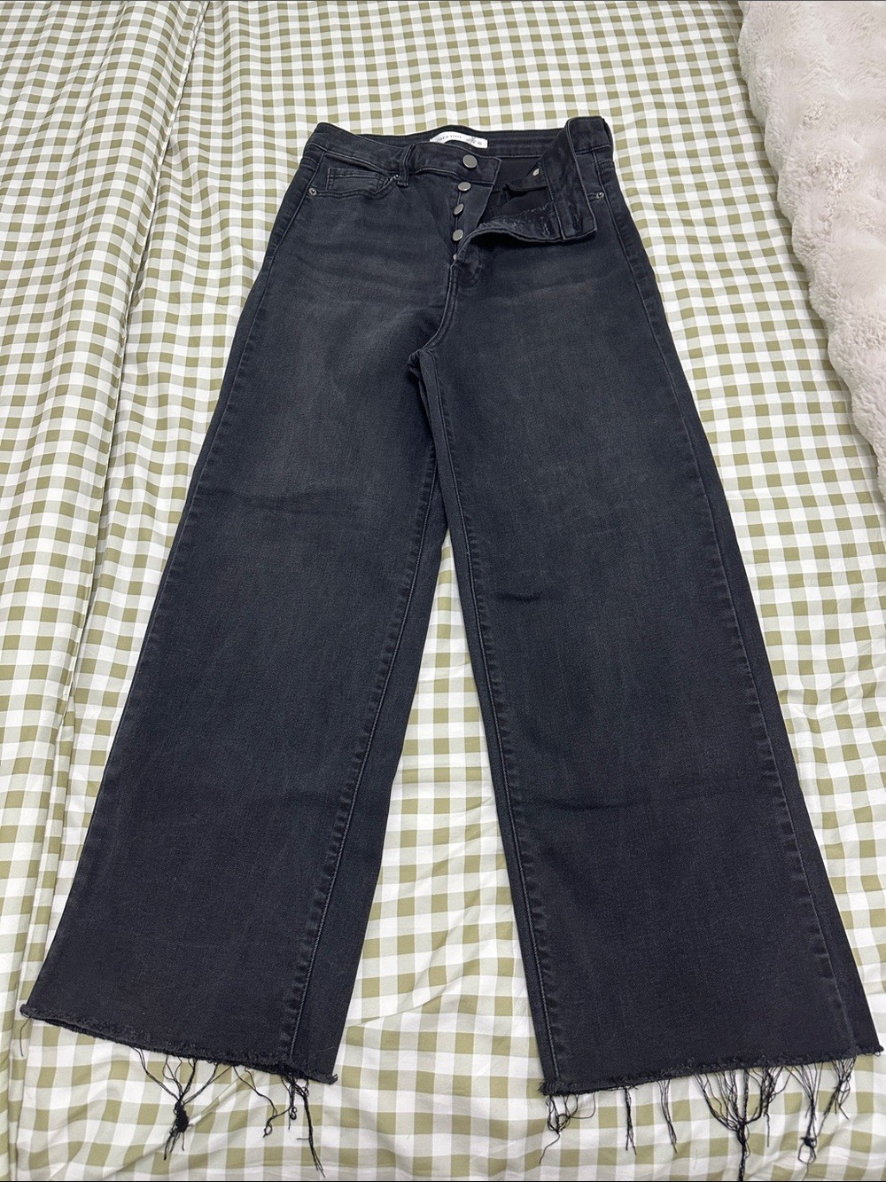Altar'd State Black Wide-Leg Button-Fly Jeans